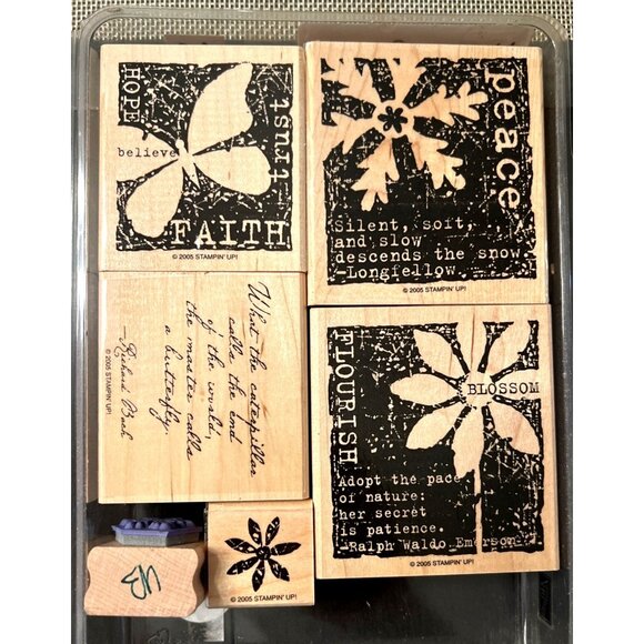 Stampin Up! "Natures Secret" Set Of 6 Wood-Mounted Rubber Stamps Holiday - Picture 4 of 7